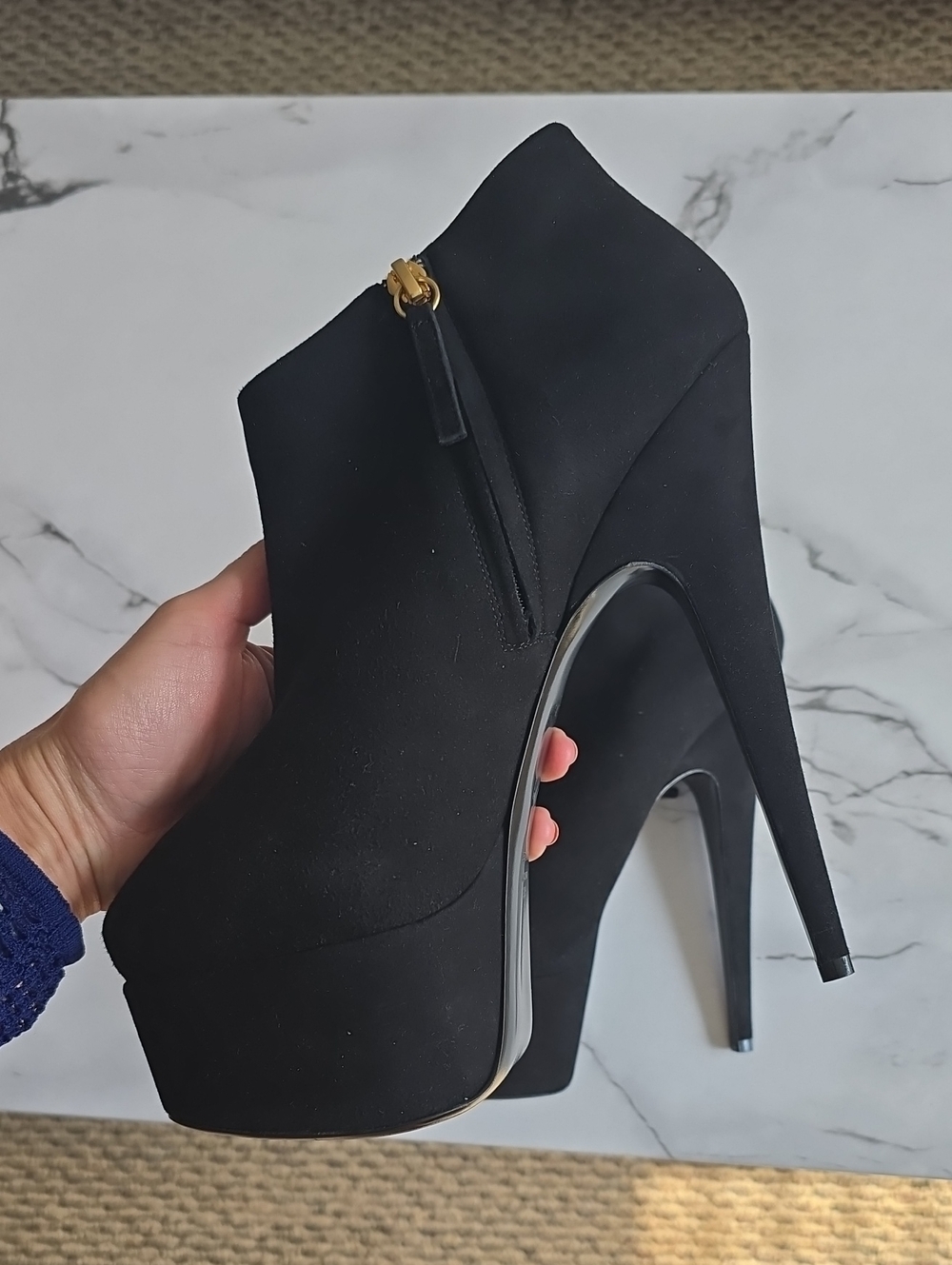 Giuseppe Zanotti Black Suede Platform Stiletto Ankle Boot